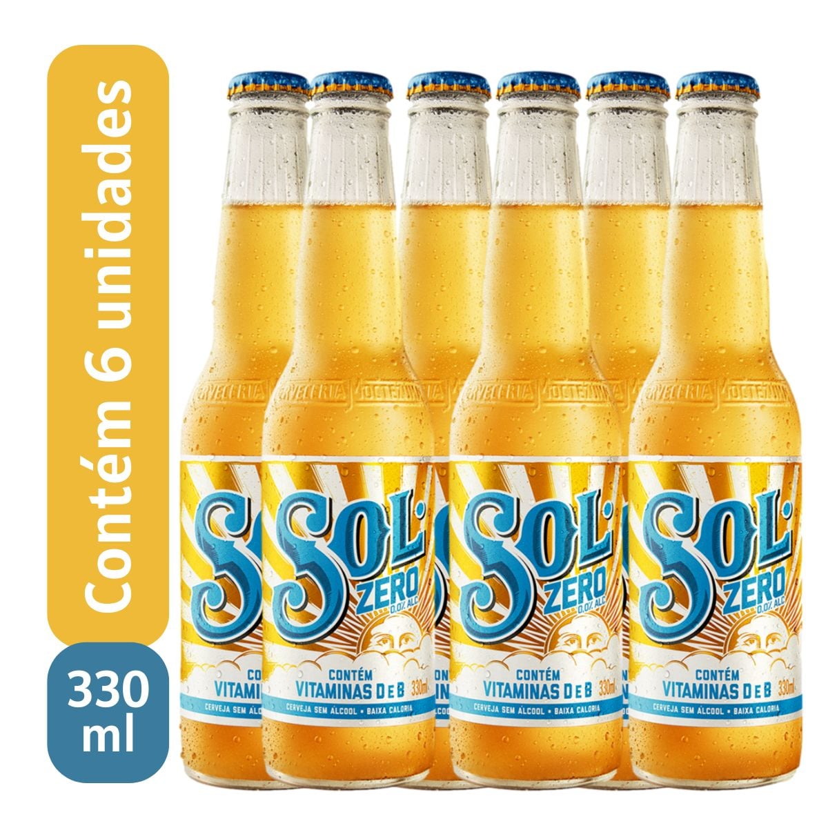 Cerveja Sol Zero Álcool Long Neck 330ml C/ 6 Unid.